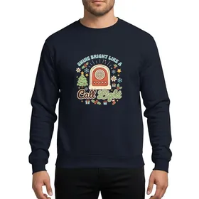 Nurses' Whimsical Retro Burnt Orange Call Light Festive Christmas Tree & Stars Design Sweatshirt