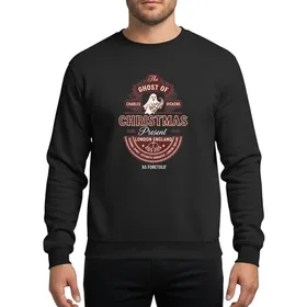 Christmas Literature Fans Victorian Dark Red White Ghost of Christmas Present 1843 London Seal Art Sweatshirt