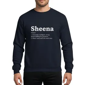 Women's Light Grey Minimalist Typographic Sheena Name Definition Empowering Flat Vector Artwork Sweatshirt