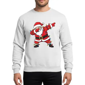 Kids & Adults Playful Dabbing Santa Claus Bright Red Blue Green Yellow Christmas Lights Sweatshirt