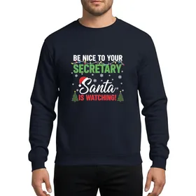 Workplace Holiday Humor Black Festive Graphic with White Green Red Typography, Arched Christmas Lights, Santa Hat & Stylized Trees Snowflakes Sweatshirt