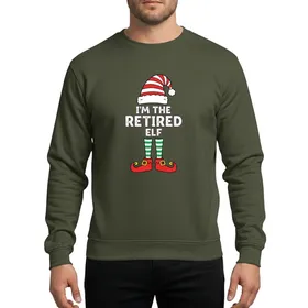 Festive Family Adults' Whimsical 'I'm The Retired Elf' Stacked Red White Striped Elf Figure Sweatshirt