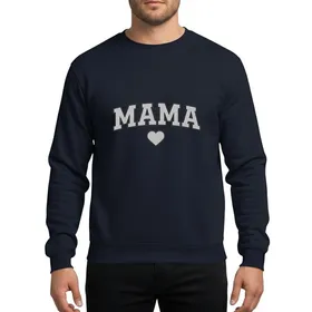 Moms' Bold Varsity MAMA Muted Taupe Grey & Charcoal Outline Geometric Heart Sweatshirt