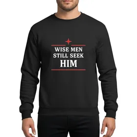 Holiday Season Lovers' White Bold Serif Stacked Text Red Star Minimalist Typographic Design Sweatshirt