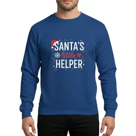 Kids' Whimsical Christmas Red Santa Hat White Helper Text Red Script Holly Stars Sweatshirt