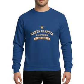 Santa Clarita Community Vintage Collegiate Distressed Light Beige-Gold Muted Brown-Gold Star Banner Sweatshirt