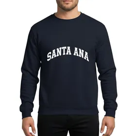 Vintage Style Enthusiasts White Bold Arched SANTA ANA Block Letters Worn Screen Print Texture Sweatshirt