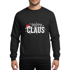 Family Christmas Celebrators' Rustic White Poppy Claus Whimsical Script Bold Distressed Font Red Santa Hat Snowflakes Sweatshirt