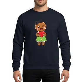 Couples' Whimsical Gingerbread Girl Winking Heart Fuchsia Pink Lime Green Festive Design Sweatshirt