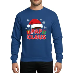 Grandfathers' Festive Red Polka Dot 'PAP CLAUS' with Santa Hat, White Snowflakes, & Christmas Gifts Sweatshirt