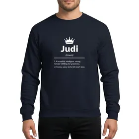 Women's White Empowering Crown Judi Name Definition Dictionary Style Graphic Sweatshirt