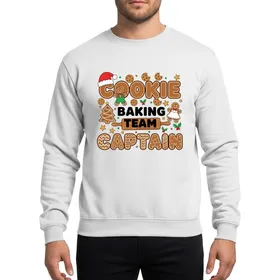 Holiday Family Bakers Gingerbread Brown & Red Whimsical Cookie Baking Captain Art with Santa Hat C, Gingerbread Figures & Icing Patterns Sweatshirt