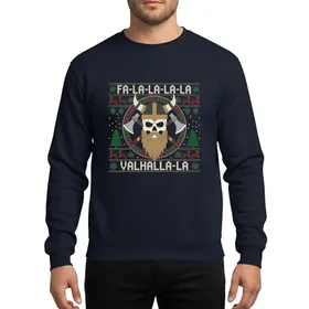 Viking & Norse Mythology Fans' Festive Ugly Christmas Pixel Art Horned Helmet Viking Skull Celtic Knot Red Green Gold Sweatshirt