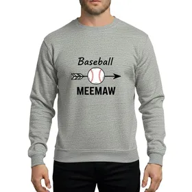 Meemaw Baseball Fans Black Script Baseball White Ball Red Stitching Feathered Arrow Distressed MEEMAW Graphic Sweatshirt