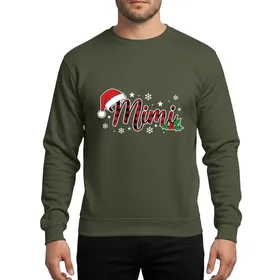 Grandmothers' Elegant Script Mimi Red Black Buffalo Plaid Santa Hat Holly Snowflakes Sweatshirt