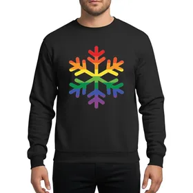Modern Inclusivity Advocates' Bold Geometric Rainbow Pride Snowflake with Star Tips Sweatshirt