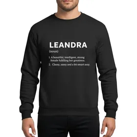 Women's Empowering Leandra Name White Definition Typographic Artwork Sweatshirt