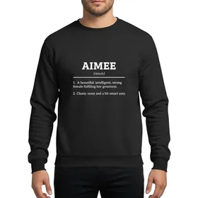 Women's Bold White Aimee Name Definition Dictionary Style Typographic Green Sweatshirt