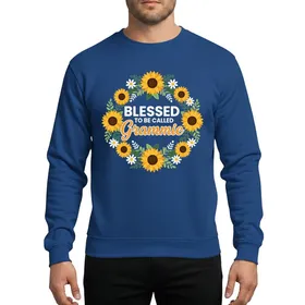 Grandmas' Blessed Golden Script & White Text with Nature Wreath Sunflowers & Daisies Sweatshirt