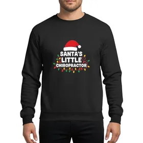 Chiropractic Professionals' Festive Red Santa Hat White Typography Red Green Yellow Christmas Lights Sweatshirt