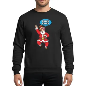 Men's Festive Season Celebrators Joyful Turbaned Santa Bhangra Dance Red Gold Purple Folk Sweatshirt