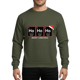 Science Lovers' Whimsical Holmium Element Periodic Table Black Red Christmas Santa Hat Design Sweatshirt