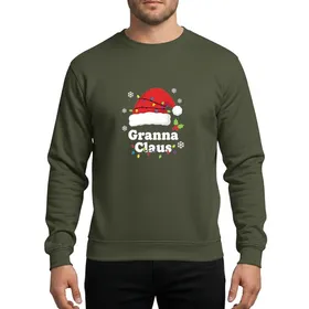 Grandma's Festive Holiday Granna Claus Classic Red Santa Hat Multicolored Lights Holly Berries Snowflakes Sweatshirt