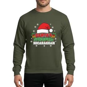 Nicaraguan Heritage Christmas Festive Santa Hat Holly Golden Bells Red Green White Design Sweatshirt