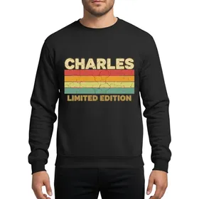 Vintage Style Admirers Retro 'Charles' Distressed Beige Typographic Five Muted Stripe Grunge Design Sweatshirt
