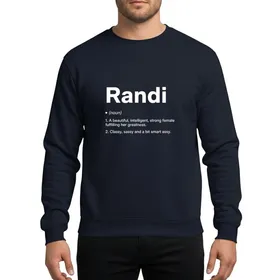 Women's Bold White Randi Name Definition Empowering Female Typography on Vibrant Green Sweatshirt