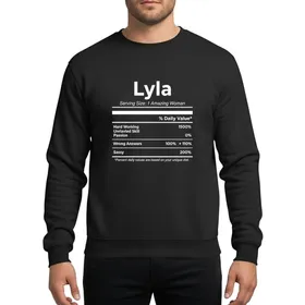 Women's White Minimalist Lyla Name Nutrition Facts Hard Working Sassy Traits Graphic Sweatshirt