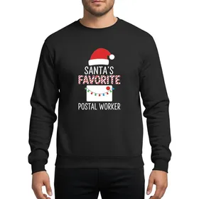 Postal Worker Holiday Festive Red White Santa Hat Candy Cane Favorite Mail Envelope Christmas Lights Design Sweatshirt