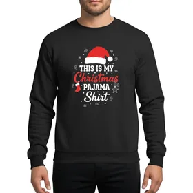 Family Christmas Festive Red White Script Block Text Santa Hat Stocking Star Snowflakes Sweatshirt