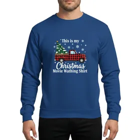 Christmas Movie Fans' Vintage Red & Black Buffalo Plaid Truck Green Tree Snowflakes Script Sweatshirt