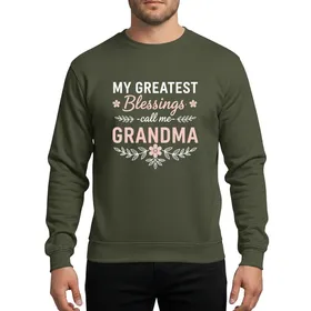 Grandma's White Pastel Pink Rustic-Chic Blessings Elegant Script Floral Motif Sweatshirt