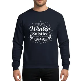 Winter Solstice Fans White Script & Serif Typography, Snowfall, Holly & Celestial Motifs Sweatshirt