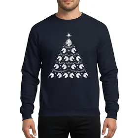 Equestrian Lovers' Elegant White Line Art Sparkling Horse Head Christmas Tree Illustration Sweatshirt