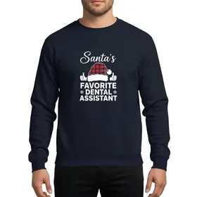 Dental Assistant's Funny White 'Santa's Favorite' Text Red Buffalo Plaid Santa Hat Graphic Sweatshirt