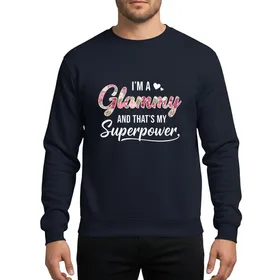 Women's White Text Glammy Floral Script Pink Rose Peony Superpower Design Sweatshirt