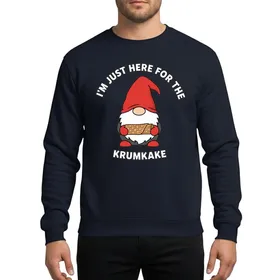 Christmas Foodies' Playful Red Hat Gnome & Golden Krumkake Whimsical Design Sweatshirt