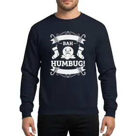 Christmas Skeptics' Distressed White Bah Humbug Snowman Stockings Candy Cane Banners Sweatshirt