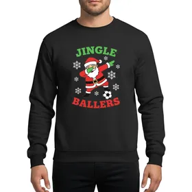 Holiday Football Enthusiasts' Dabbing Santa Soccer Ball Green Jingle Red Ballers Festive Artwork Sweatshirt