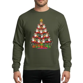 Corgi Lovers' Festive Pembroke Welsh Corgi Christmas Tree Red Green Gold Santa Hats Sweatshirt