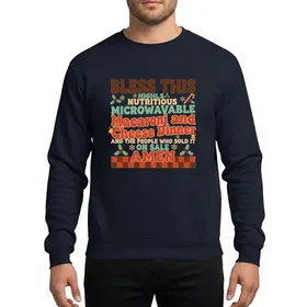 Humorous Holiday Foodie's Retro Distressed Mac & Cheese Typography Burnt Orange Teal Gold Holly Sweatshirt