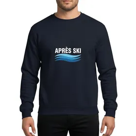 Ski & Snowboard Fans Retro Style Bold White APRÈS SKI Text, Blue Snow Wave Art Sweatshirt