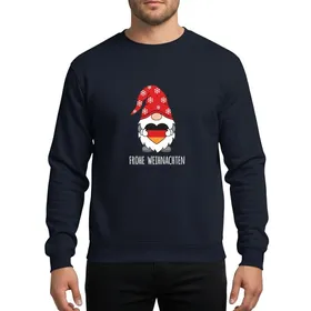 German Heritage Holiday Lovers' Whimsical Red Hat Snowflakes Gnome German Flag Heart Frohe Weihnachten Art Sweatshirt