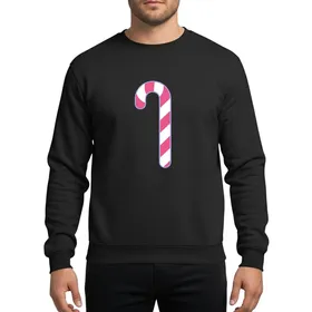 Pink Christmas Aesthetic Fans' Sleek Stylized Candy Cane Vibrant Bubblegum Pink White Diagonal Stripe Periwinkle Outline Sweatshirt