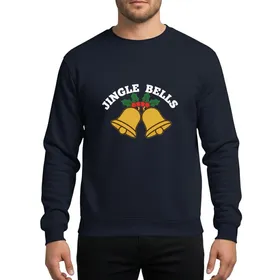 Women's Festive Golden Bells & Holly Christmas Design with White Jingle Bells Text Sweatshirt