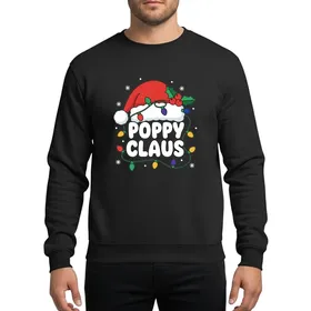 Grandpa's Christmas Playful Poppy Claus Santa Hat Retro Lights Whimsical Snowflake Art Sweatshirt