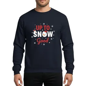 Snowman Lovers' Festive Up To Snow Good Red White Playful Snowman Design with Santa Hat and Snowflakes Sweatshirt